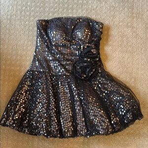 Jovani Black and Silver Sequin Prom Dress